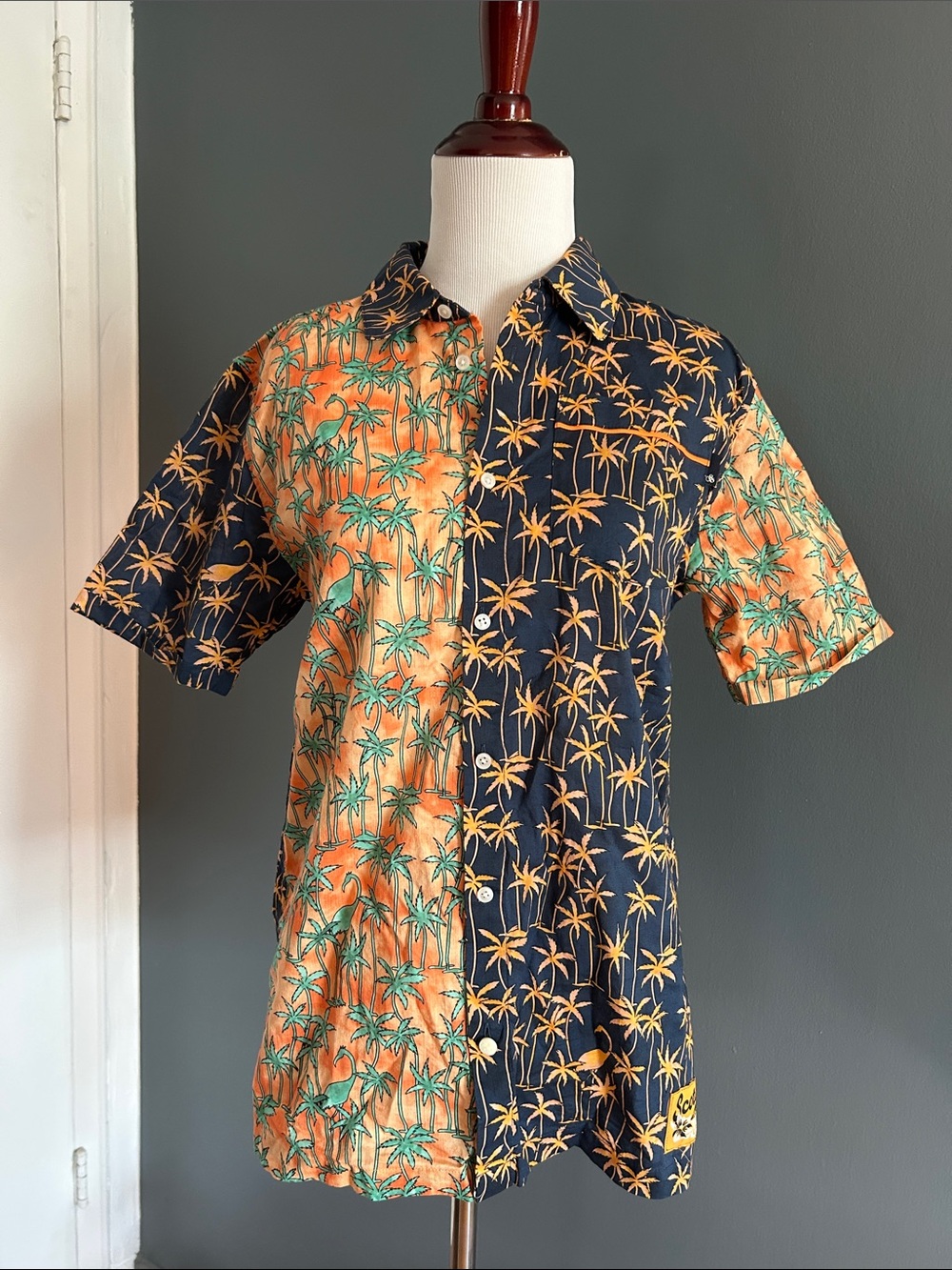 Scotch & Soda Two-Tone Palm Print Cotton Button-Down Shirt
